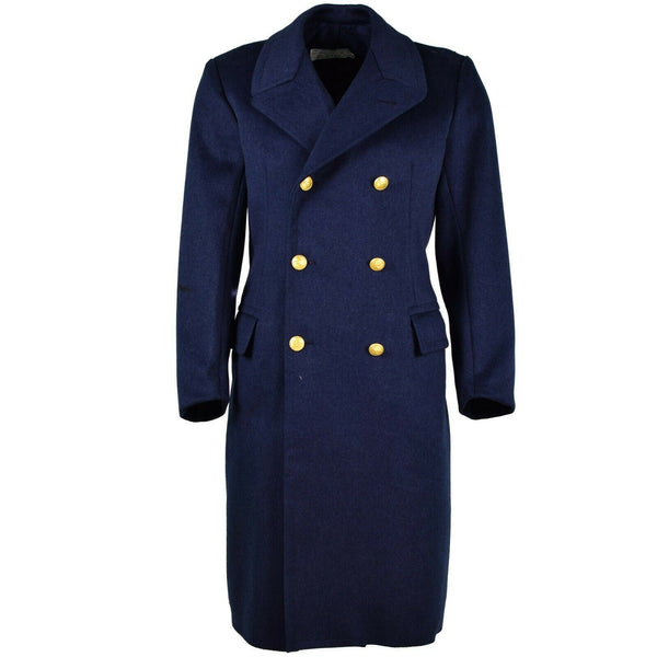 Véritable manteau en laine de l'armée italienne, manteau long bleu d'officier militaire de l'armée de l'air