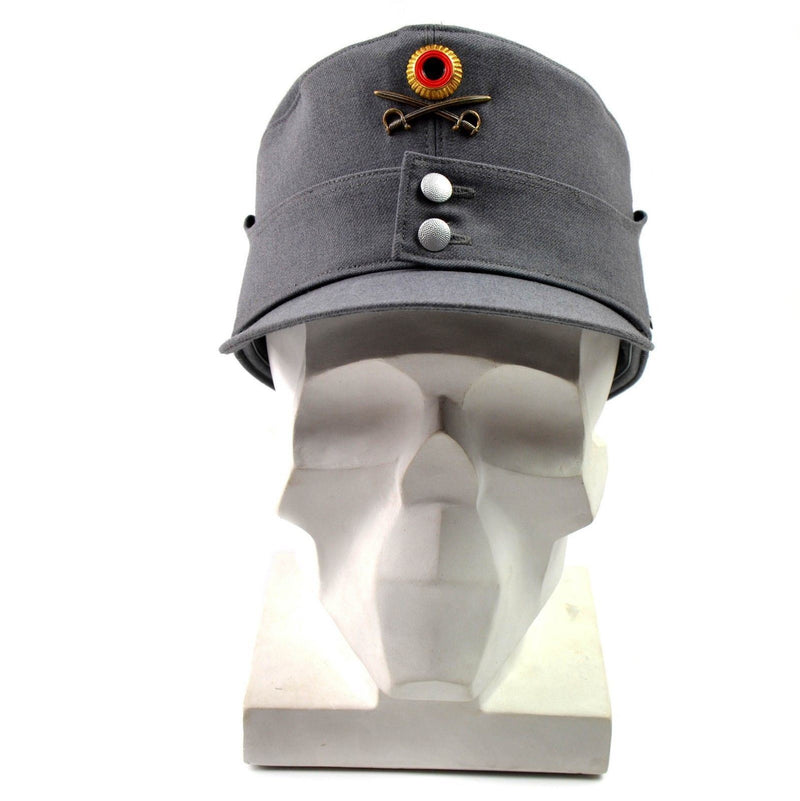 Casquette militaire de montagne originale de l'armée allemande Gebigsjäger grise avec badge à fleurs