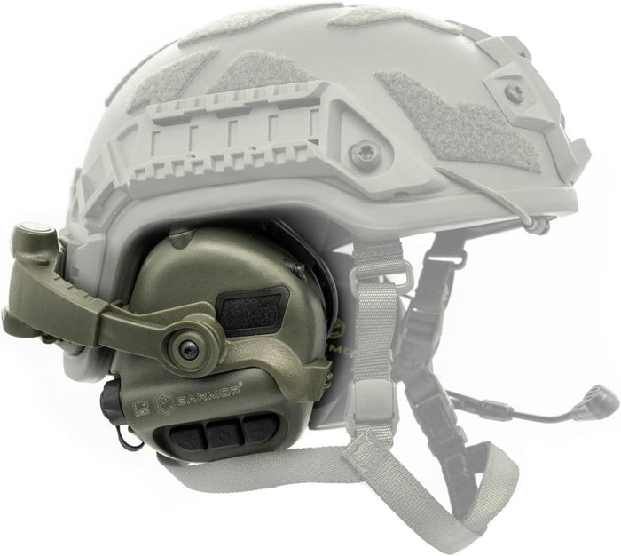 EARMOR M32X Plus Electronic Hearing Protection ARC Rail Headset Olive - GoMilitar