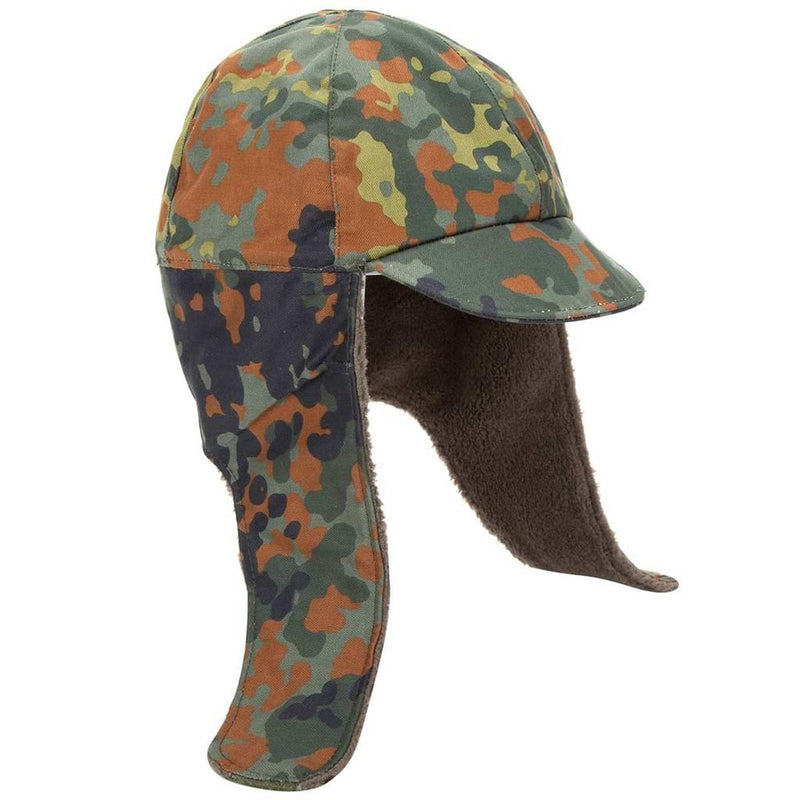 Véritable casquette militaire d'hiver de l'armée allemande flecktarn chapeau chaud pour temps froid