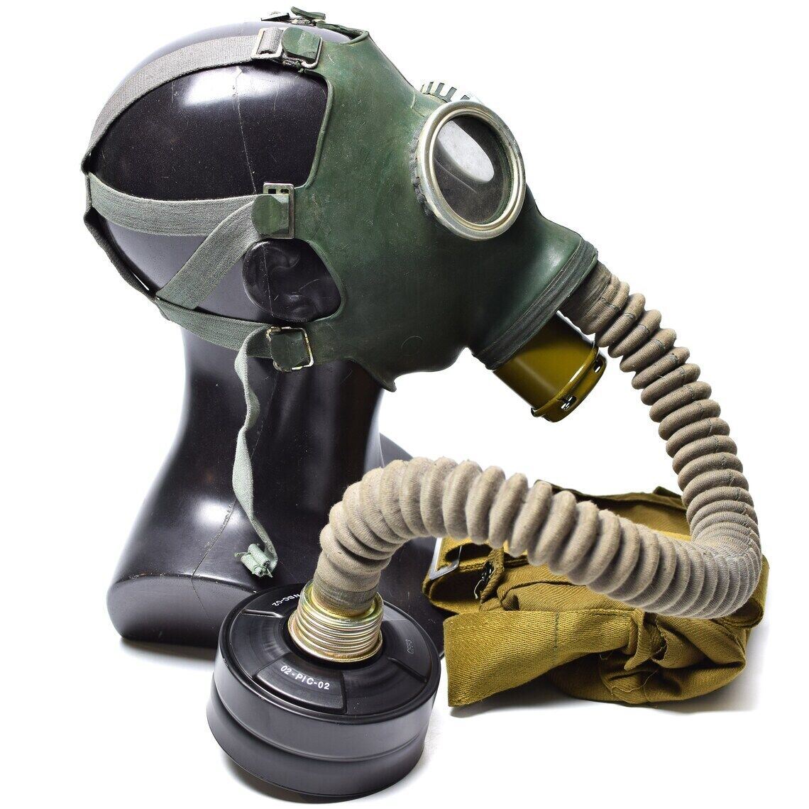 Original Soviet GP-4 Gas Mask 1960s Vintage Military Surplus Kit Grey Rubber