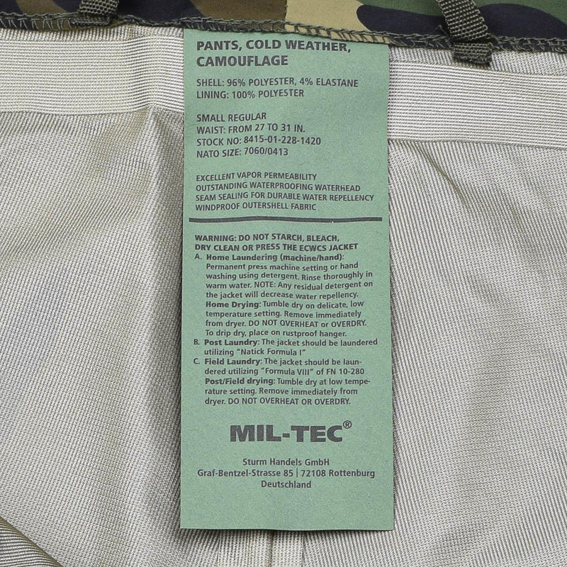 MIL-TEC Military style cold weather pants waterproof windproof detachable braces