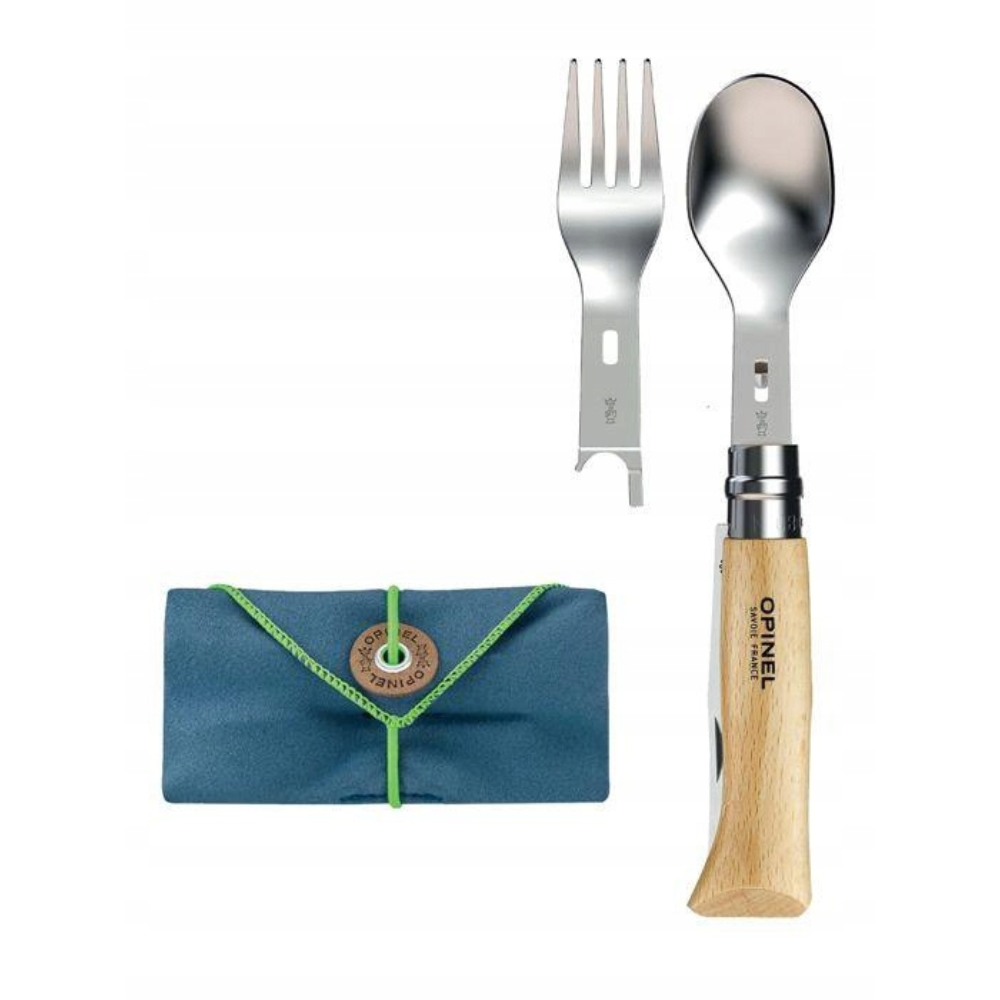 Opinel Picnic+ N°08 Cutlery Set Folding Knife Spoon Fork Camping Beech