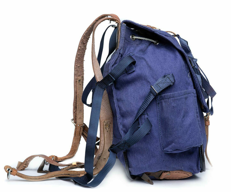 Véritable sac à dos de l'armée roumaine, surplus militaire, sac à dos en toile bleue, NEUF