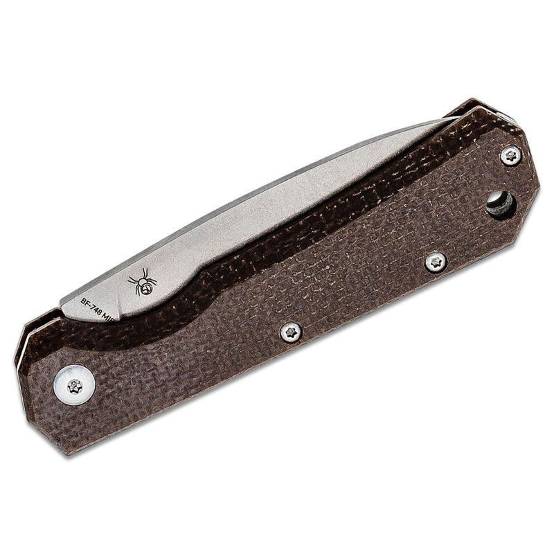 Fox Knives Brand CIOL folding knife Micarta steel 440C satin coated leather sheath - GoMilitar