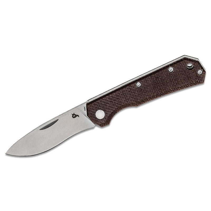 Fox Knives Brand CIOL folding knife Micarta steel 440C satin coated leather sheath - GoMilitar