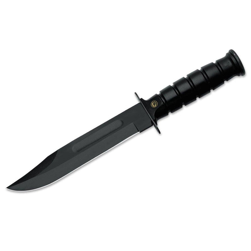 Couteau à lame fixe Fox Knives Brand Italy en acier au carbone C70 noir de qualité militaire