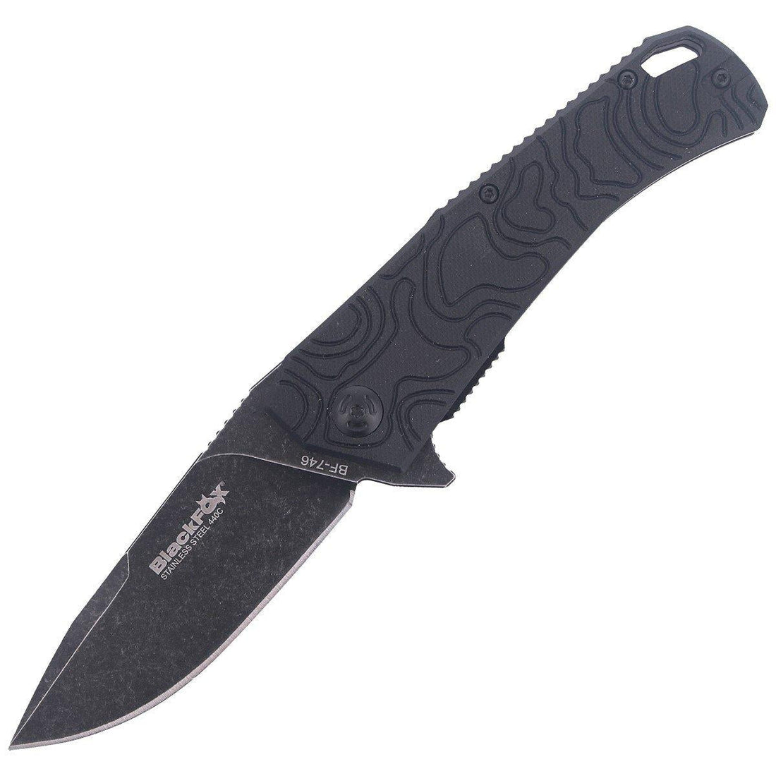 Fox Knives ECHO 1 couteau de poche pliant noir Idroglider revêtement stone wash