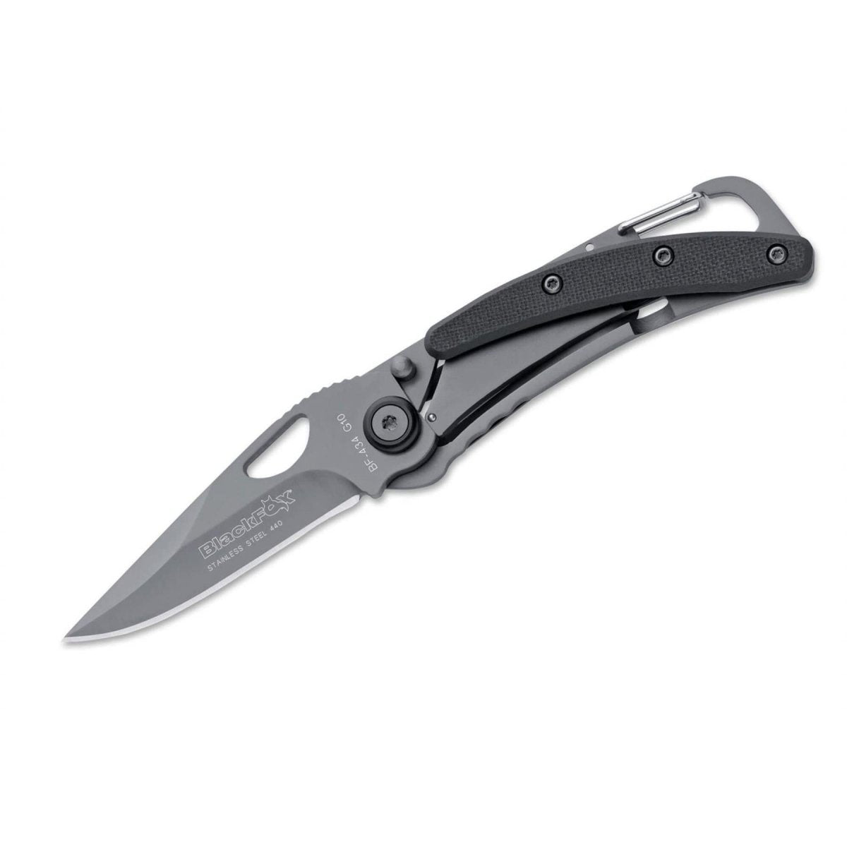 Couteau pliant Fox Knives en acier 440 revêtu de titane noir, manche en aluminium
