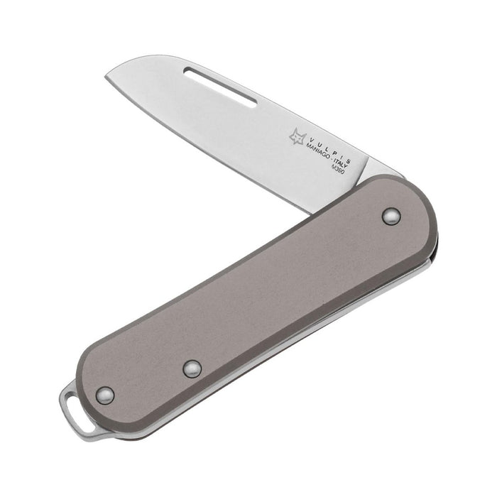Fox Knives VULPIS Couteau de poche pliant Drop Point Acier inoxydable M390 Gris - GoMilitar