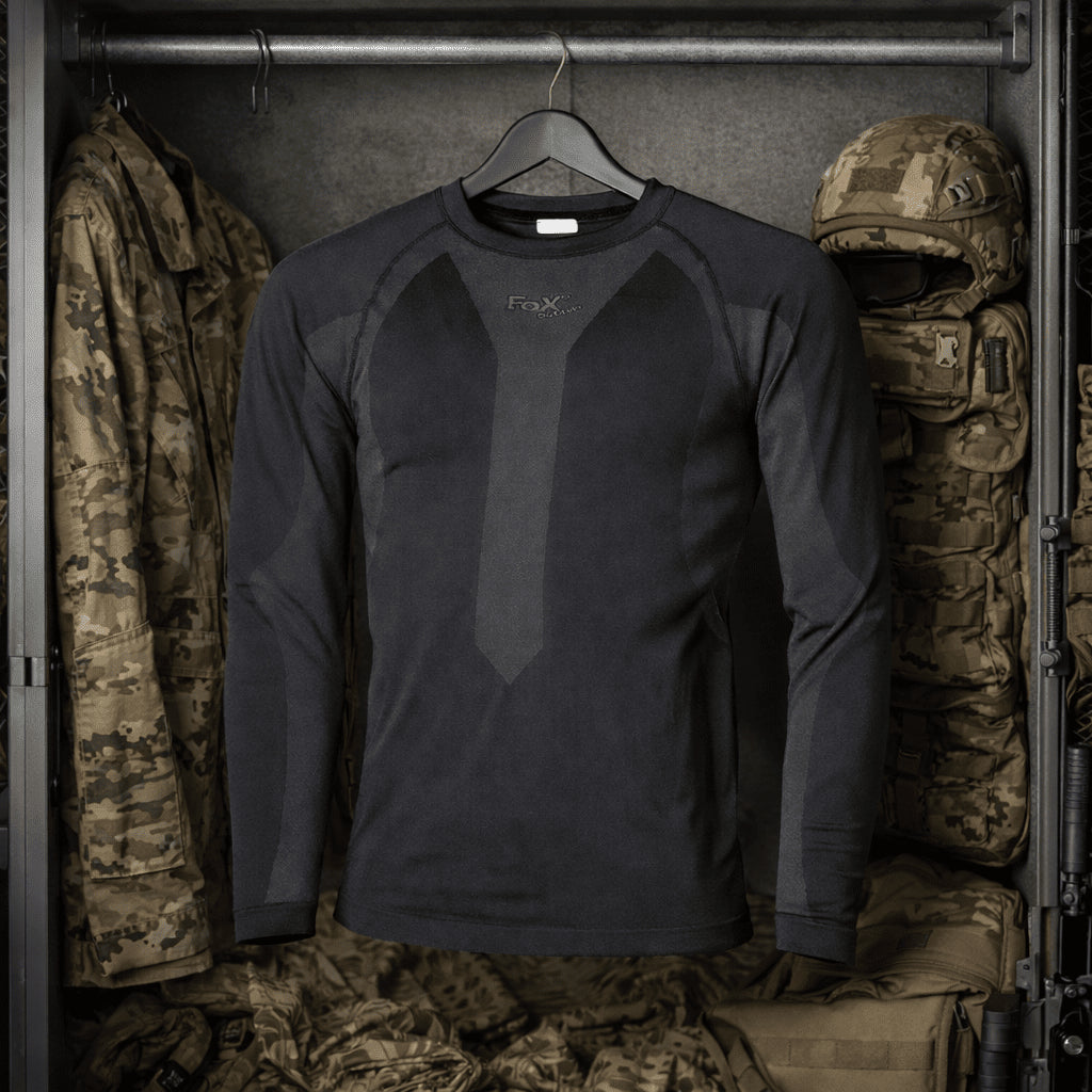 Fox Outdoor Maillot de Corps Thermique Respirant Tissu Extensible Séchage Rapide Noir