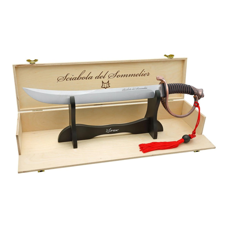 Sabre de sommelier FoxKnives - Sabre de champagne - Vitrine en bois