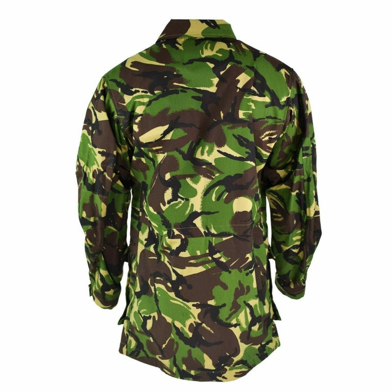 Back view of genuine British army jacket with DPM camouflage pattern designed for woodland environments.