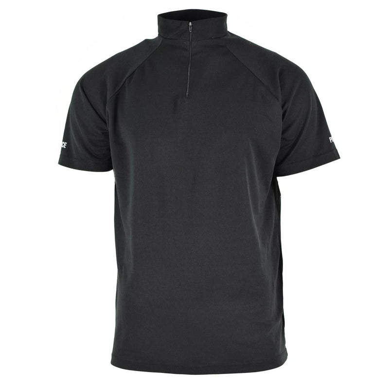 Genuine British police t-shirt black breathable functional front zip guard shirt - GoMilitar