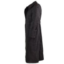 Side view of a genuine Bulgarian military wool trench coat for men, heavy and warm for winter wear.