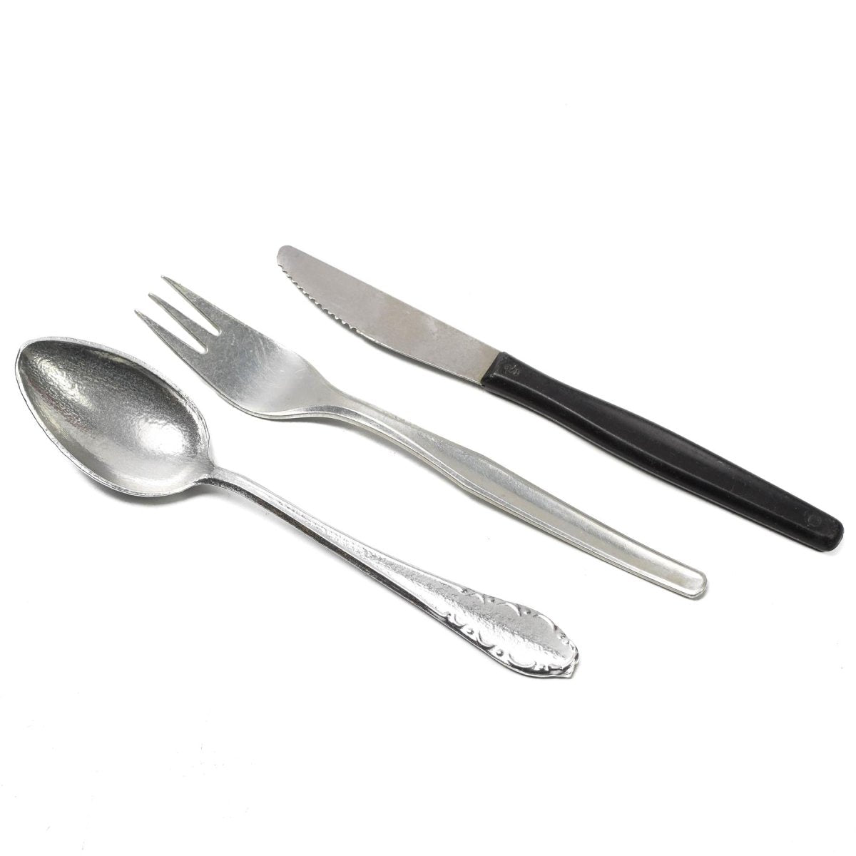 Genuine Czech army 3 pieces aluminum cutlery set white bag military surplus
