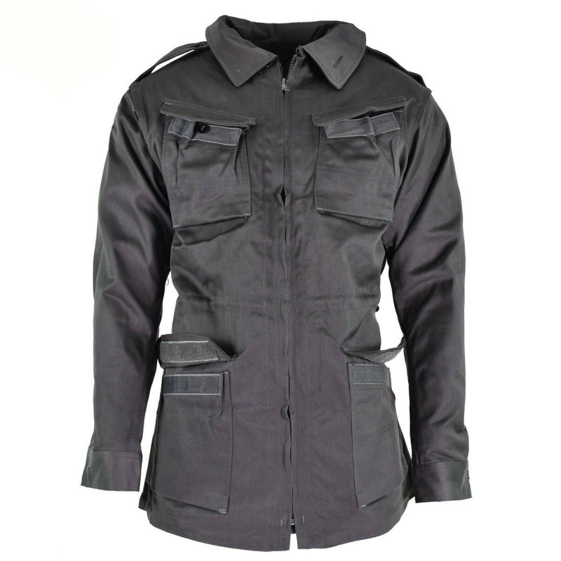 Genuine Danish Army Combat Jacket M71 in military grey, breathable field jacket with multiple pockets, new surplus condition.