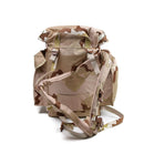 Genuine Dutch Army 35L desert camo backpack with multiple pockets, adjustable straps, and durable tactical design.