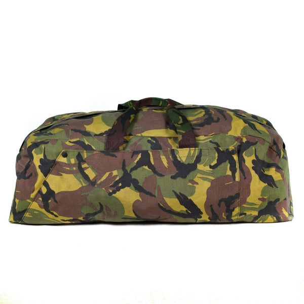 Genuine Dutch Army DPM woodland camouflage weekend duffel bag with zipper and carry handles for versatile use