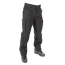Genuine German Army black moleskin cargo pants with belt loops and secure pockets, durable for field combat use.
