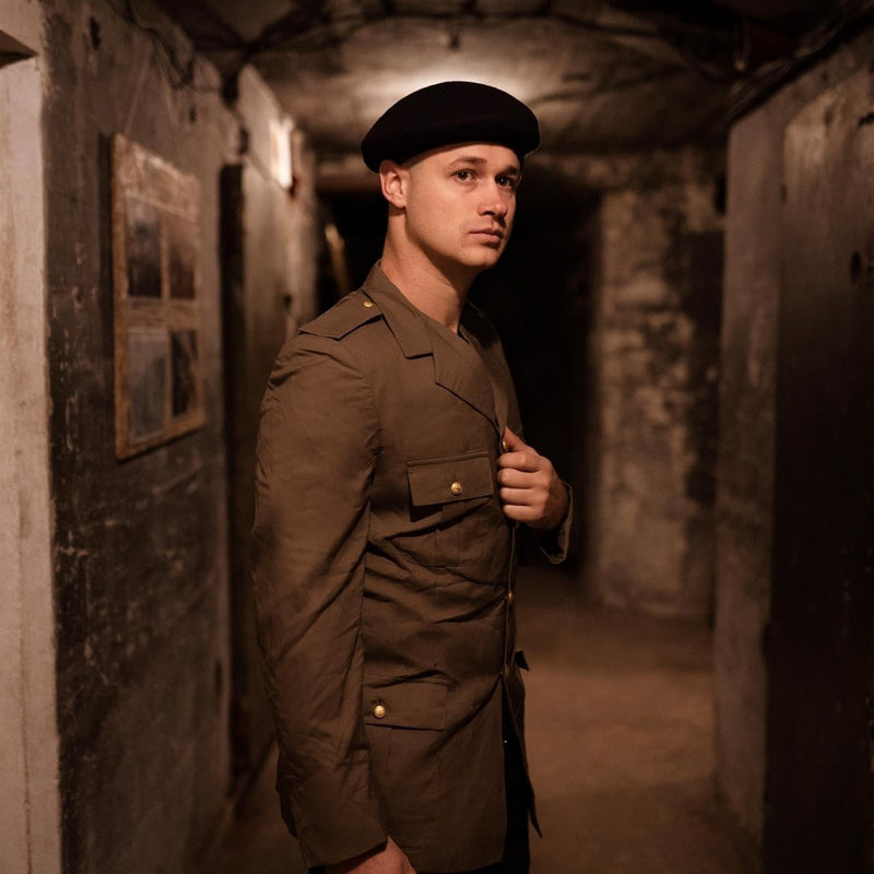 Véritable béret bleu foncé de l'armée allemande, casquette de commandement militaire en laine