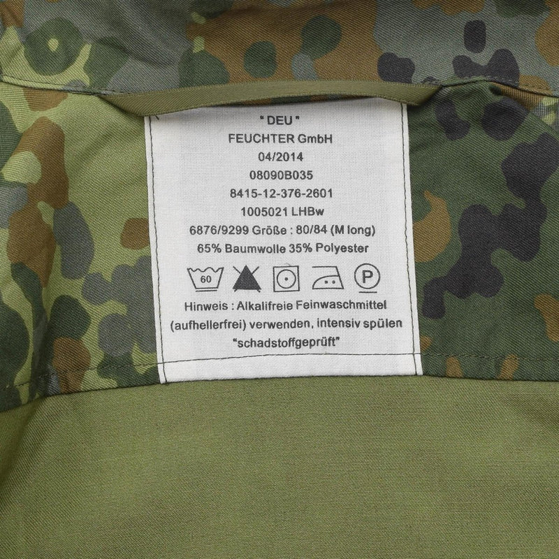 Chemise de campagne militaire allemande authentique pour femme avec fermeture à boutons-pression et camouflage Flecktarn