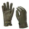 Gants de patrouille en cuir véritable de la police allemande OD doublés d'olive en laine 100% hiver NEUF