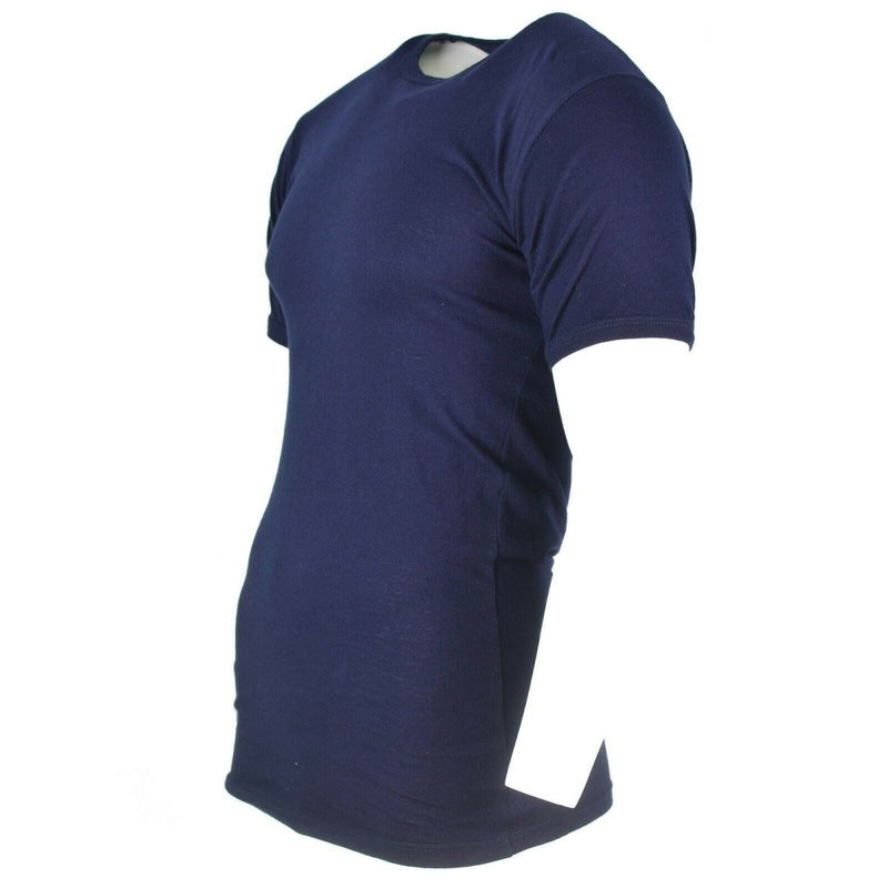 Genuine Italian Army Navy blue cotton T-shirt with short sleeves, durable and comfortable military-style shirt new condition