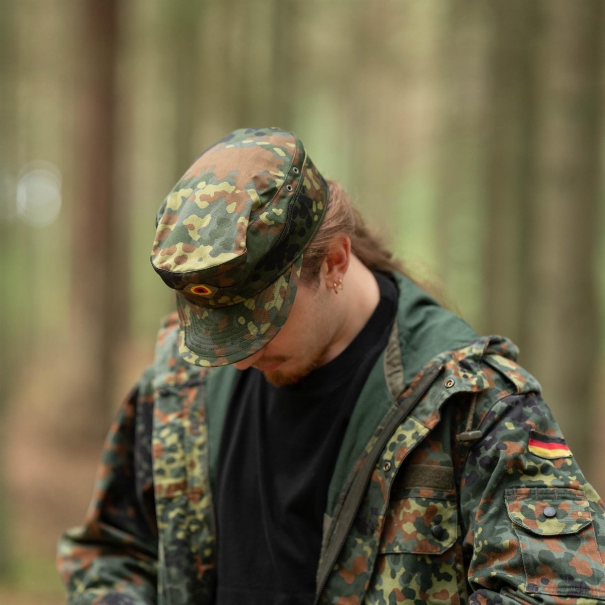 Genuine Original German army Flecktarn cap BW woodland camo military hat NEW