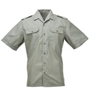 Genuine Spanish Navy Armada olive short sleeve formal shirt with epaulettes, designed for marines with military heritage.