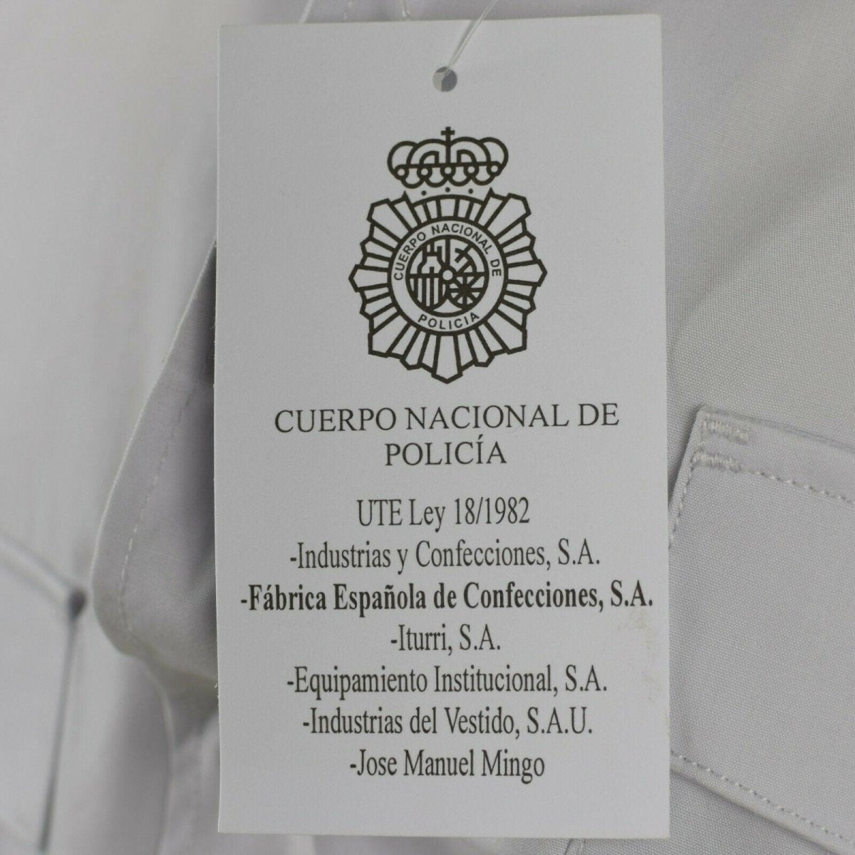 Chemise de police espagnole authentique, chemise militaire grise à manches courtes, NEUF