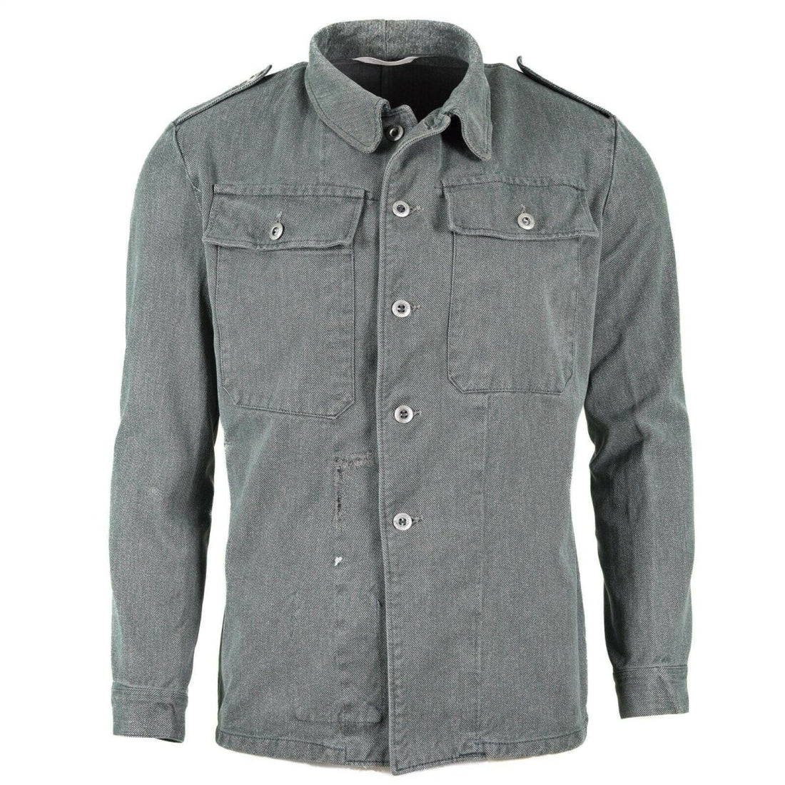 Veste de travail authentique de l'armée suisse veste militaire en jean gris vintage surplus