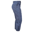 Side view of Genuine Swiss Civil Defense blue combat trousers with multiple pockets and water-resistant fabric