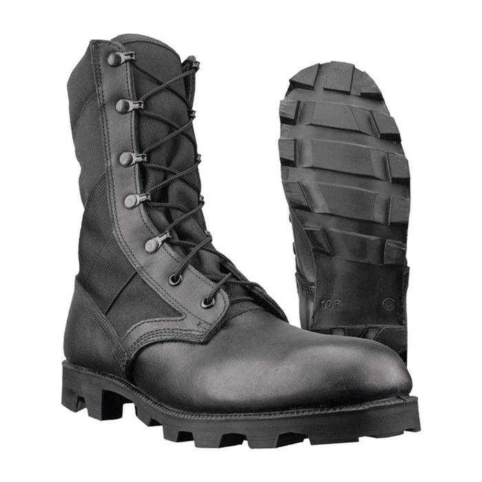 Véritables bottes de combat PANAMA en cuir noir Jungle de l'armée américaine avec semelle crantée robuste et support de cheville.