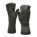Genuine U.S. Military green wool trigger finger mittens, finger-free design for warmth and dexterity in cold weather