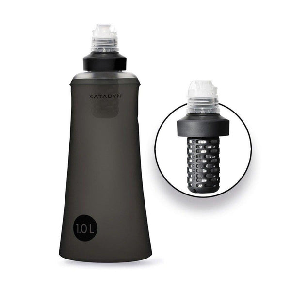 Katadyn BeFree Tactical 1.0L black water filter bottle with removable filtration system for outdoor use