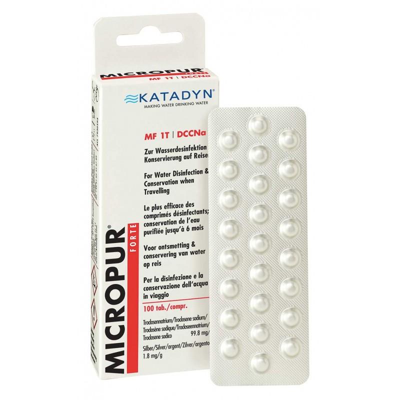 Katadyn Micropur Forte MF 1T/100 comprimés de purification d'eau pack de 4x25 NOUVEAU