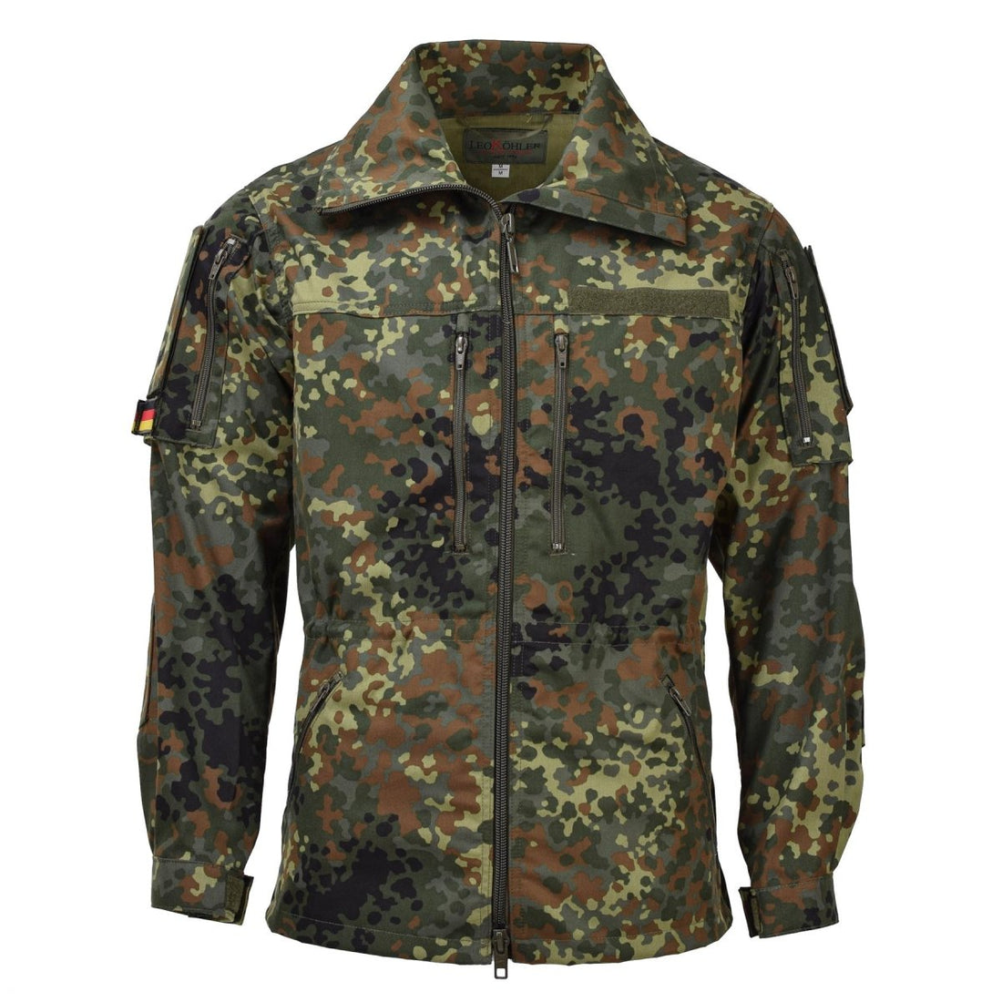 Veste de combat tactique armée Leo Kohler avec camouflage flectarn zippée et réglable