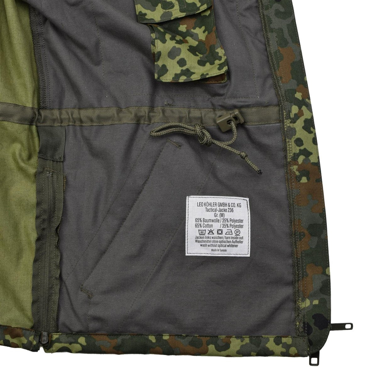 Veste de combat tactique armée Leo Kohler avec camouflage flectarn zippée et réglable