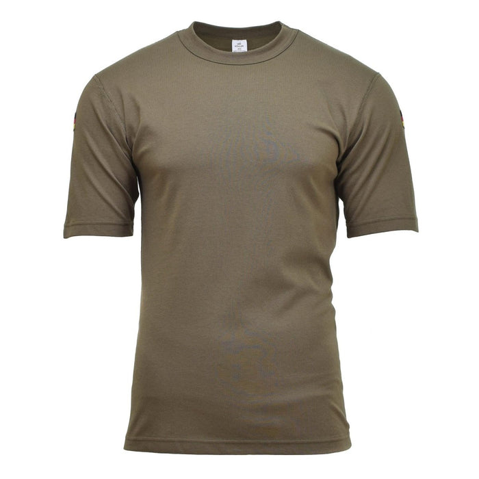 T-shirt militaire tactique à manches courtes Leo Kohler en olive tropicale, conçu pour la durabilité et le confort.