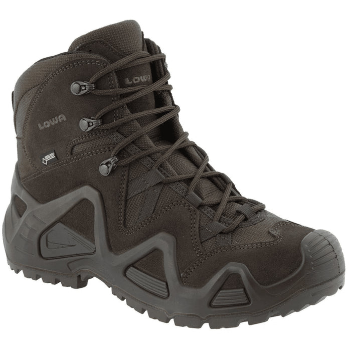 Lowa Zephyr GTX Mid TF Tactical Boots Waterproof Padded Shaft Dark Brown - GoMilitar