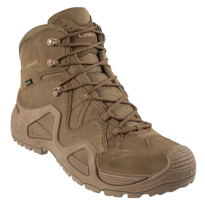Botte tactique Lowa Zephyr GTX Mid TF en marron coyote avec membrane GORE-TEX et semelle robuste pour la résistance à l'eau