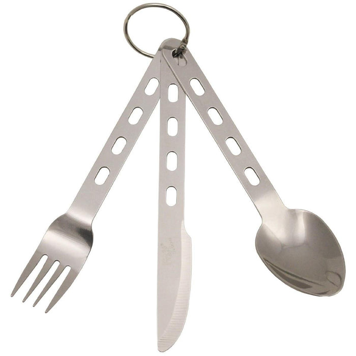 MFH Brand cutlery set 3 pcs stainless steel knife spoon fork eating utensils NEW - GoMilitar
