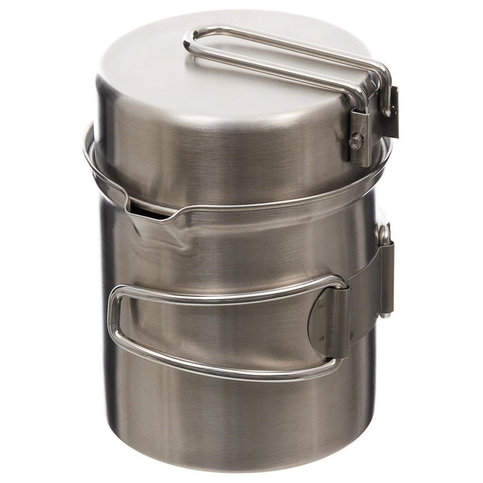MFH Brand Mess Kit set camping hiking trekking stainless steel mess kit pot pan - GoMilitar