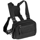 MFH Chest Pack Recon Tactical Chest Bag Molle Organizer System Multicolor in black with adjustable straps front view