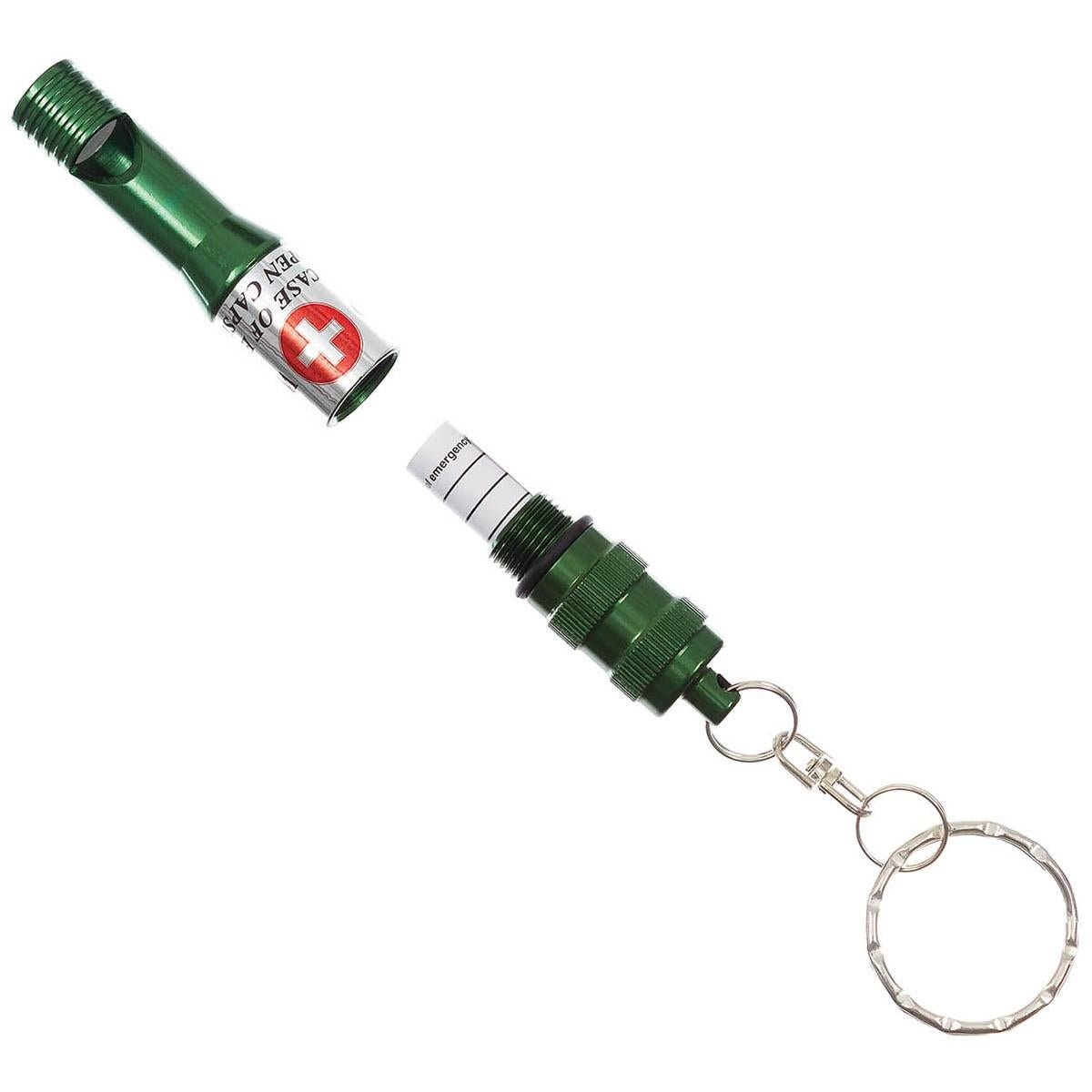 MFH Emergency Whistle Waterproof Keychain ID Capsule Anodized Aluminium Olive