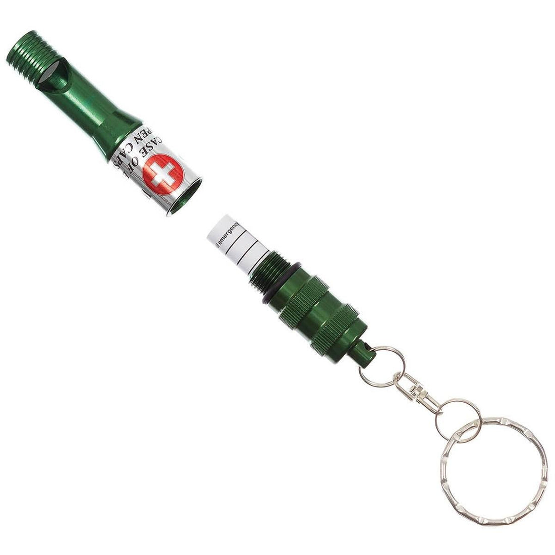 MFH Emergency Whistle Waterproof Keychain ID Capsule Anodized Aluminium Olive