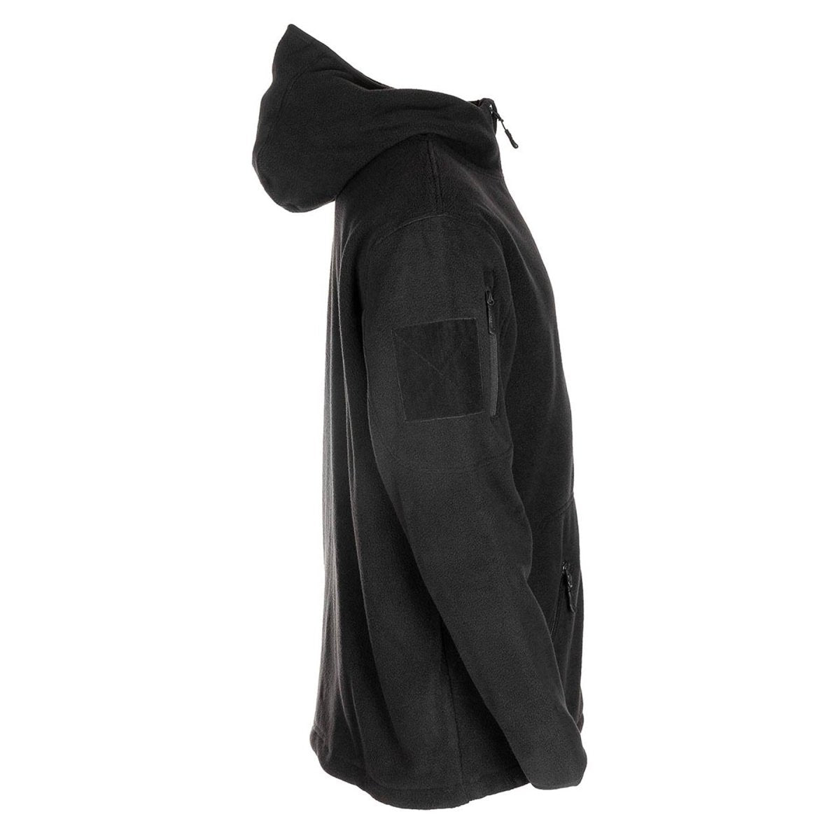 Veste polaire tactique militaire noire MFH à capuche thermique avec ourlet élastiqué NEUF
