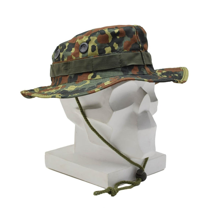 MFH Military Hat Multi Quilted Brim Circumferential Loops Flecktarn Camo - GoMilitar