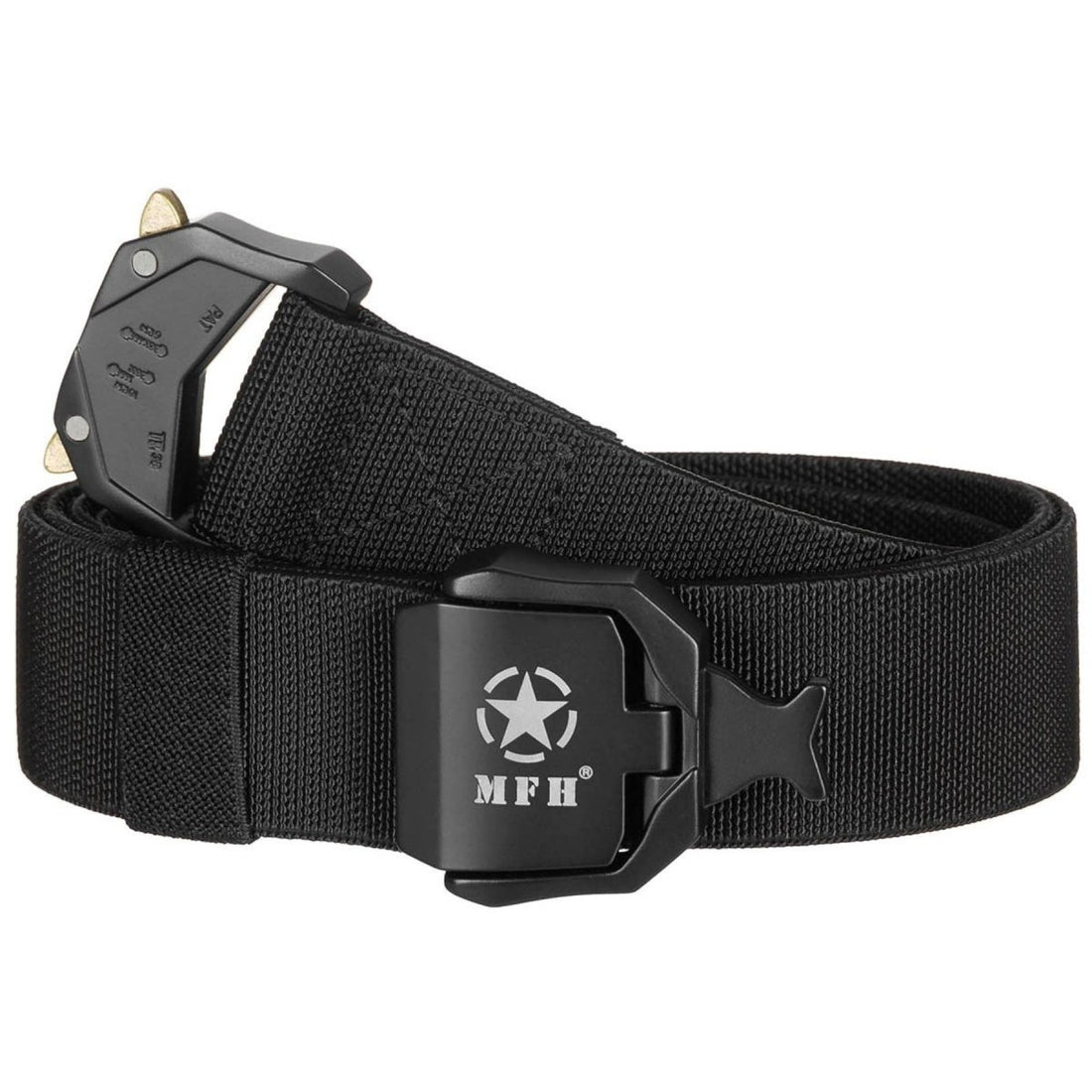 MFH Ceinture tactique à dégagement rapide élastique réglable en polypropylène noir